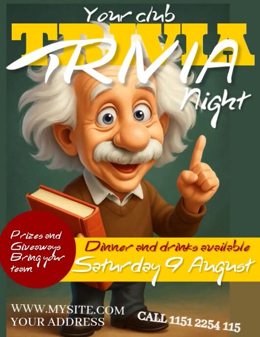 Green Illustrativo Trivia Night Game Quiz Volantino (us Letter) Pamflet (VSA Brief) template