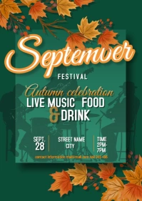 Green Joyful Autumn Color Green Festival A4 template