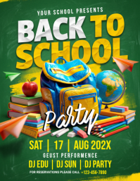 Green Joyful Back to School Party Flyer Volantino (US Letter) template