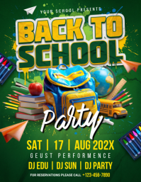 Green Joyful Back to School Party Flyer Рекламная листовка (US Letter) template