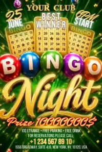 Green Joyful Bingo Night Event Banner 4' × 6' Video Banier 4’×6’ template