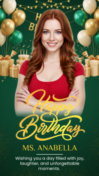 Green Joyful Birthday Celebration Instagram Story template