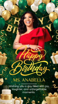 Green Joyful Birthday Celebration Instagram Story template