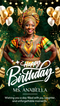 Green Joyful Birthday Celebration Instagram Story template