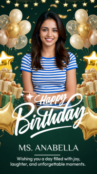 Green Joyful Birthday Celebration Instagram Story template
