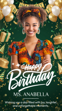 Green Joyful Birthday Celebration Instagram Story template