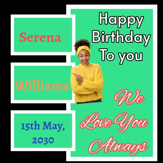 Green Joyful Birthday Wishes Instagram Post template