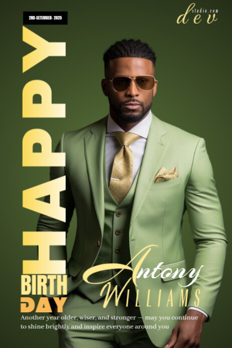 Green Joyful Bold Birthday Poster Template | PosterMyWall