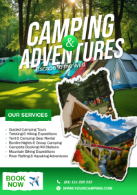 Green Joyful Camping Adventures A4 template