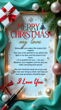 Green Joyful Christmas Love Message | Romantic Holiday Greeting  Instagram Story template