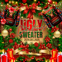 Green Joyful Christmas Ugly Sweater  Instagram Post template