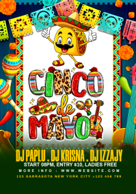 Green Joyful Cinco de Mayo Celebration A5 template