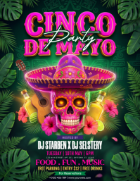 Green Joyful Cinco de Mayo Party Flyer Volantino (US Letter) template