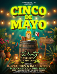 Green Joyful Cinco de Mayo Party Flyer Volante (Carta US) template