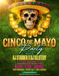 Green Joyful Cinco de Mayo Party Flyer template