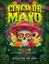 Green Joyful Cinco de Mayo Party Flyer template