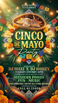Green Joyful Cinco de Mayo Party Instagram Story Video template