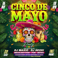 Green Joyful Cinco de Mayo Party Square Video Kvadrat (1:1) template