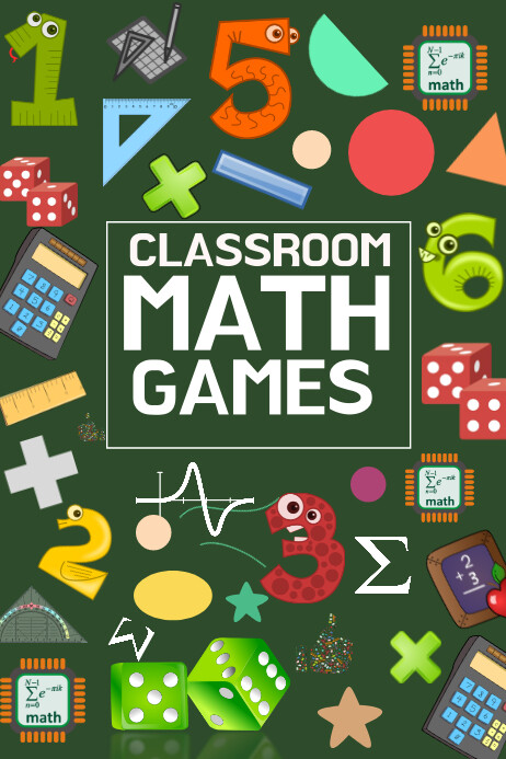 Green Joyful Classroom Math Games  Poster Cartaz template