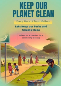 Green Joyful Community Cleanup A2 template