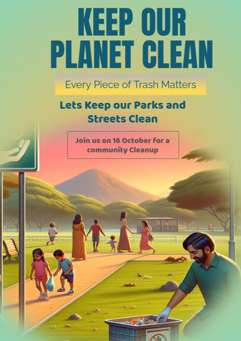 Copy of Green Joyful Community Cleanup A2 | PosterMyWall