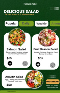 Green Joyful Delicious Fresh Salad Menu Flyer Tabloid template