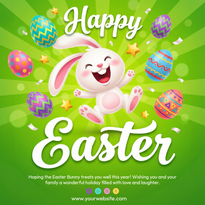 Green Easter Celebration Square Template | PosterMyWall