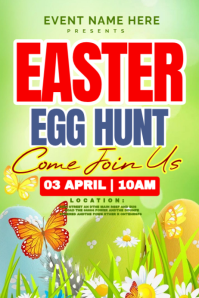 Green Joyful Easter Egg Hunt Poster Affiche template