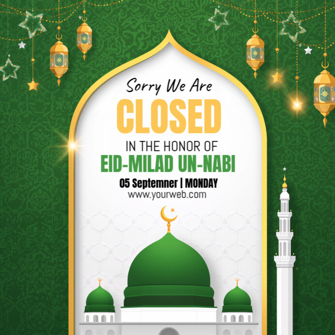 Green Joyful  Eid-milad Un-nabi Closure Template Instagram Post