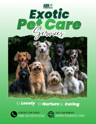 Green Joyful Exotic Pet Care Flyer (us Letter) template