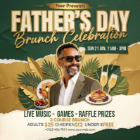 Green Joyful Father's Day Brunch Celebration Square Video Vierkant (1:1) template