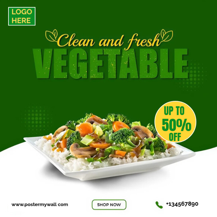 Green Joyful Fresh Bites: 50% Off Healthy Delights Instagram Post template