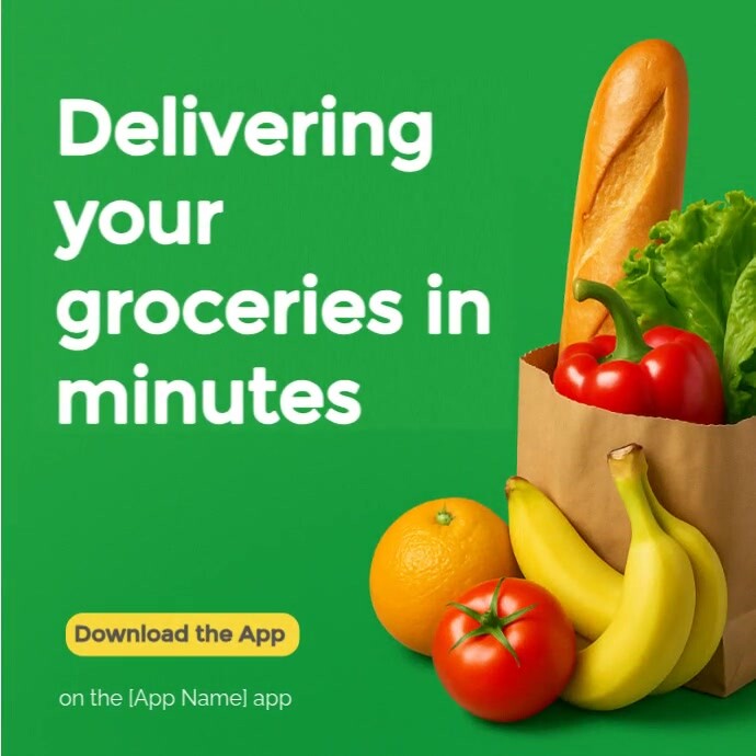 Green Joyful Fresh Grocery Delivery Service Ad  Instagram Post template