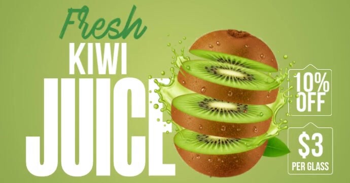 Green Joyful Fresh Kiwi Juice Facebook Shared Image template