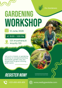 Green Joyful Gardening Workshop A2 template