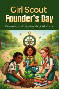 Green Girl Scout Founder's Day Plakat Template