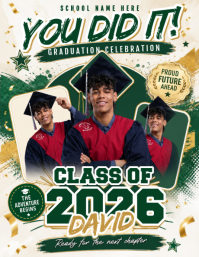 Green Joyful Graduation Celebration Flyer Volante (Carta US) template