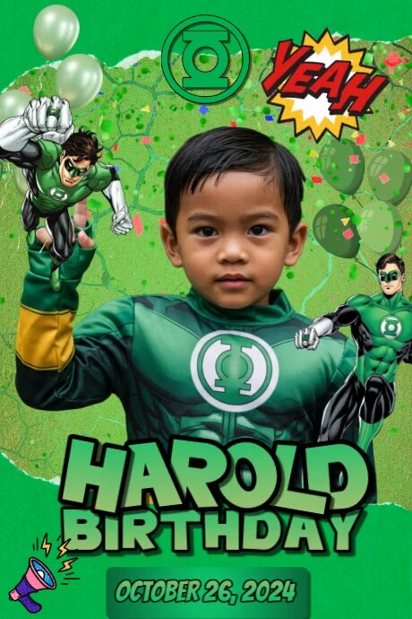 Green Joyful Green Lantern Birthday Ref Magnet Poster Plakkaat template