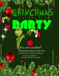 สีเขียว Green Joyful Grinchmas Free Party Design  Flyer (us Letter) Flyer Template