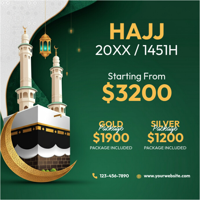 Green Joyful Hajj Instagram Post template