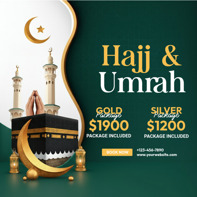 Green Joyful Hajj Umrah Instagram Post Template | PosterMyWall