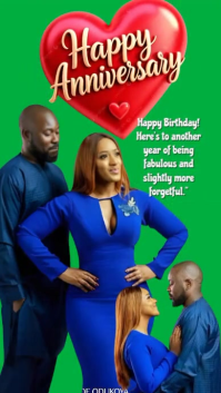 Green Joyful Happy Anniversary Celebration Instagram Reel template