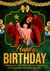 Green Joyful Happy Birthday A2 template