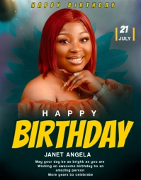 Green Joyful Happy Birthday Design  Poster/wallboard template