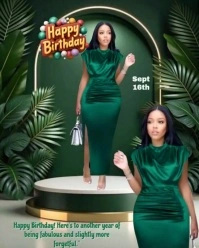 Green Joyful Happy Birthday Instagram Portrait template