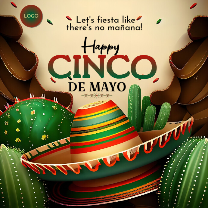 Green Joyful Happy Cinco De Mayo Square (1:1) template