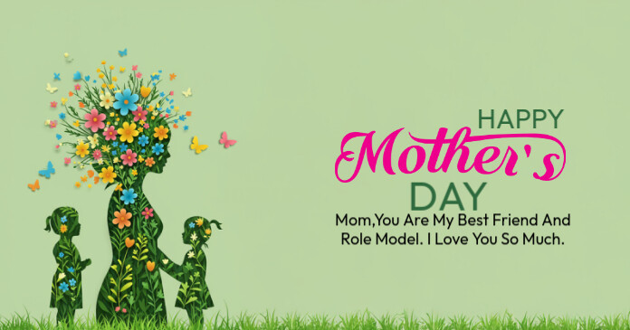 Green Joyful Happy Mothers Day Facebook Shared Image template