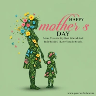Green Joyful Happy Mothers Day Square (1:1) template