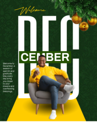 Green Joyful Happy New Month For December Flyer Designs  Instagram Portrait template