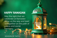Green Joyful Happy Ramadan Kareem  Label Etiket template